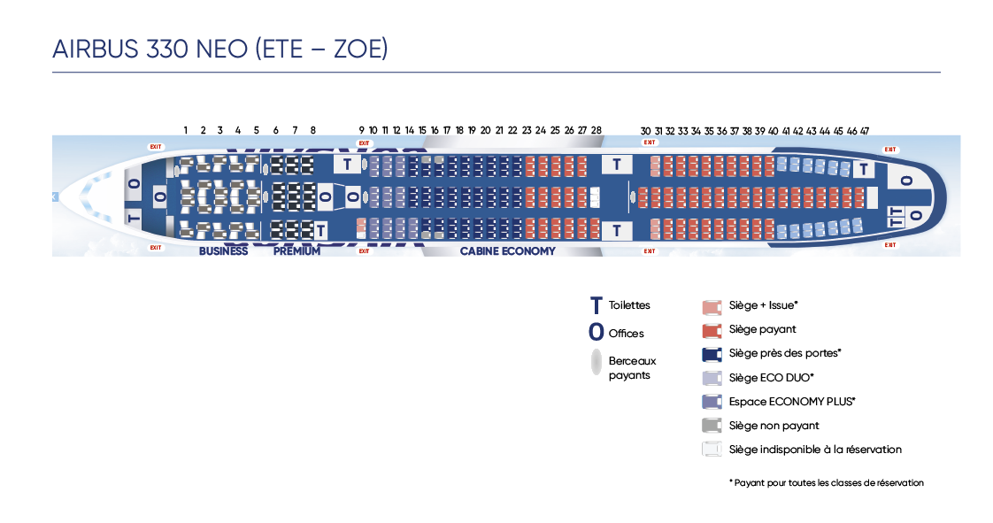 Plan de cabine A330-900 (F-HRNB)