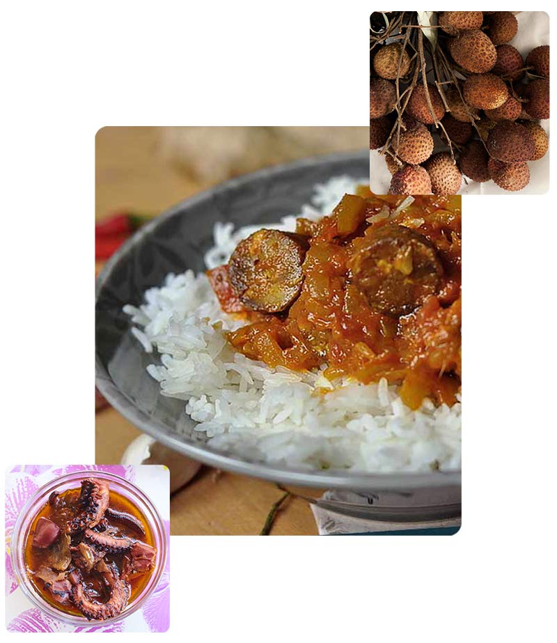 Le célèbre rougail saucisse. Le Rougail saucisse réunionais