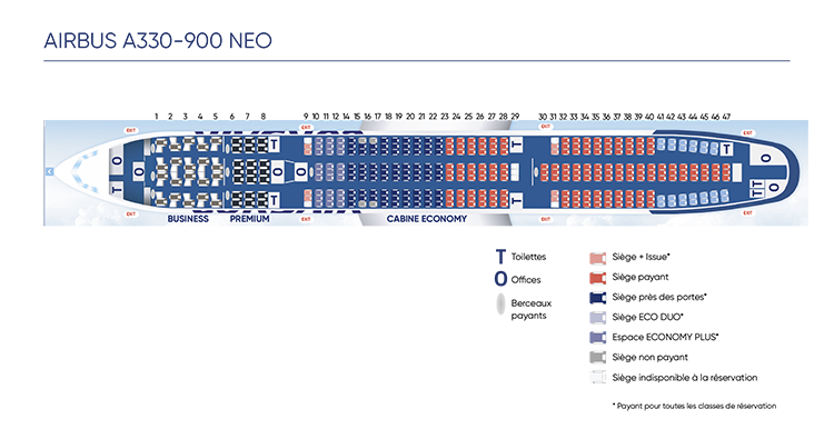 Plan de cabine A330-900 (F-HRNB)