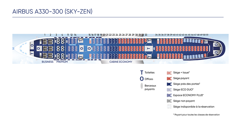 Plan de cabine A330-300 (F-HSKY et F-HZEN)